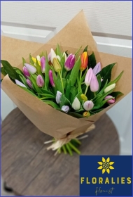 Tulips in colour Hand tied